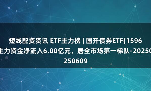 短线配资资讯 ETF主力榜 | 国开债券ETF(159651)主力资金净流入6.00亿元，居全市场第一梯队-20250609